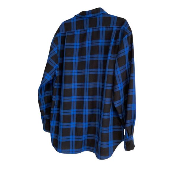 Cabelas Blue Black Checked Flannel Outdoors Gorpcore Button Down Shirt Size XL - Picture 4 of 16